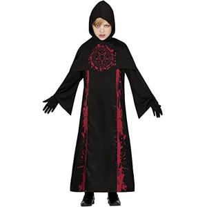 FIESTAS GUIRCA Donker tovenaarskostuum - Satanische priester zwarte tuniek met capuchon - Halloween-kostuum kind 5-6 jaar