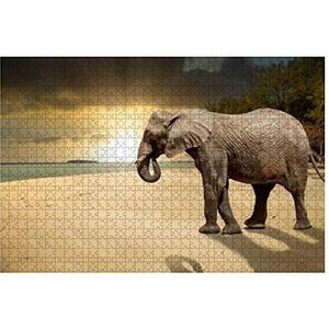 Puzzel 1000 stukjes Karimunjawa Indonesië Java Beach Zonsondergang Met Olifant Zijaanzicht Speciale Puzzel Voor Volwassenen Houten Puzzel Speelgoed Tieners 1000 Stuks Puzzel Grote Puzzels