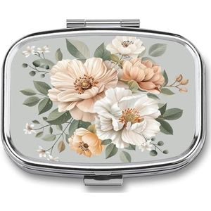 Leuke Pil Organizer Perzik en Room Gedrukt Draagbare Reizen Pillendoos Mini Pillendoos Kan Buiten worden gebruikt