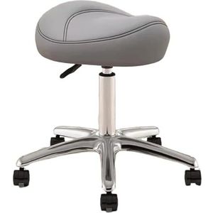FXLUHAY Zadelkruk met 360° draaibare PU-wielen, in hoogte verstelbaar, 36-50 cm, mondhygiënist, kunstenaars, zadelstoel, rolkruk (grijs)
