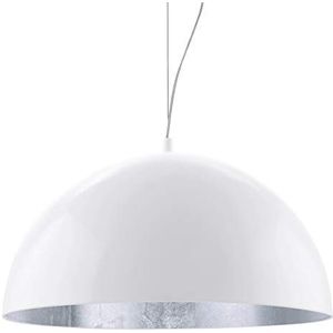 EGLO Hanglamp Gaetano 1, 1-lichts hanglamp, industrieel, modern, hanglamp van staal in wit, zilver, eettafellamp, woonkamerlamp hangend met E27-fitting, Ø 53 cm