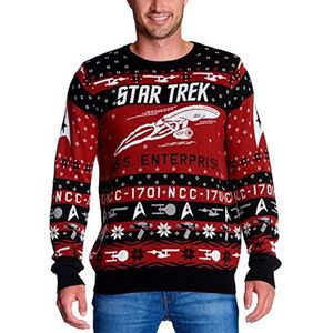 Elbenwald Star Trek gebreide trui met USS Enterprise motief voor heren dames unisex katoen rood - M