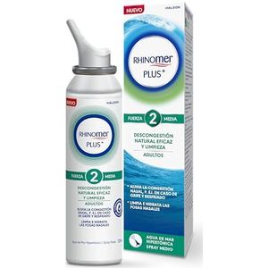 Rhinomer Plus, sterkte 2, hypertonische zeewater-neusspray, effectieve natuurlijke ontzwelling en reiniging, gemiddelde sterkte, voor volwassenen en kinderen vanaf 6 jaar, 125 ml