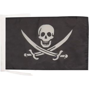 Piraten Jack Rackham Vlag 45x30 cm koorden - Piraten SMALL vlaggen 30 x 45 cm - Banner 18x12 in Hoge kwaliteit - AZ FLAG