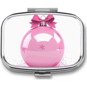 Roze Kerst Bal Pillendoos Pil Case Leuke Pil Organizer Pil Houder Geneeskunde Pil Organizer Pil Container Dagelijkse Pil Organizer Kleine Pillendoos Pil Case voor Portemonnee Pocket