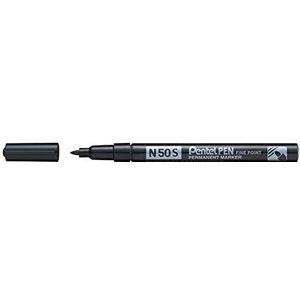 Pentel Pen N50S-A permanente marker, aluminium behuizing, 1,0 mm, zwart