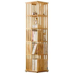 5-tier Bamboe draaibare boekenkast, 149cm draaibare boekenkast, 360° vierkante weergave Boekensteunen smalle hoek draaibare vloer boekenkast voor volwassenen, woonkamer (Color : B, Size : 5TIER/149C