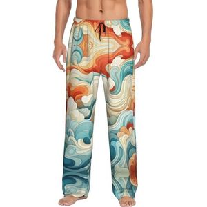 JCHSJCSR Regenboog kleur abstracte illustratie print heren slaap & lounge broek, taille touw en twee zijzakken, gemakkelijk aan en uit te trekken., Zwart, XL