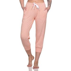 Normann Capri, pyjamabroek voor dames, ¾ lang, strepenlook, perfect te combineren, oranje, 36-38