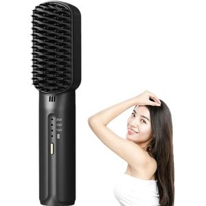 Draadloze haarstijlborstel, draagbare draadloze haarstijlborstel, 3-traps verwarming, USB oplaadbare keramische reisstijltang, snel opwarmen (B)