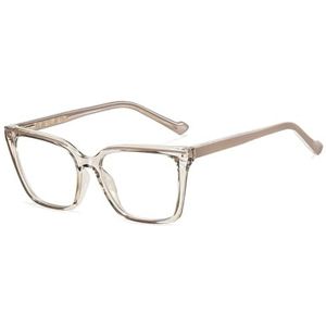 moomoobird Vierkante computerbril, anti-blauw licht, TR90-montuur, modieuze kattenoogbril, montuur voor vrouwen, bruin met helder