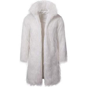 AnyuA Warme lange jas van imitatiebont voor heren, plus verdikking jas imitatiebont parka uitloper vest, Wit, L