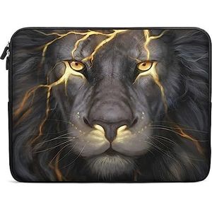 Golden Cool Lion King Paninting Laptop Sleeve Case Mode Computer Tas Beschermhoes Draagtas Aktetas voor Vrouwen Mannen 10 inch