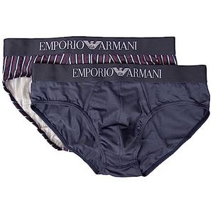Emporio Armani Set van 2 slips voor heren, elastische broek, met zicht, bipack artikel 111733 3R504, 2 stuks, 28634 Vertical Strip / Deni - Verticaal / Denim, XL