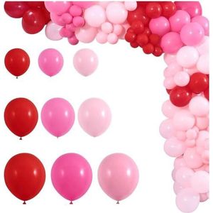 Roze ballonboog kit 146 stuks ballonnen slinger kit, roze rode latex ballonnen voor verjaardag bruiloft Valentijnsdag prinses feest decoratie