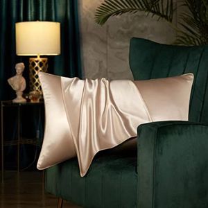 uwenin Home Luxe kussensloop van moerbeizijde, 19 momme, zacht en ademend, om rimpels in het gezicht te voorkomen, verborgen ritssluiting, 100% pure natuurlijke zijde (champagne, standaard)