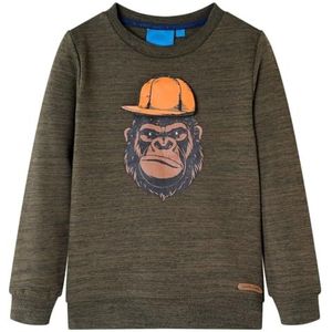 Kindertrui 140 gemêleerd donkerkakikleurig, kinderkleding, trui voor kinderen, sweater voor kinderen, top voor kinderen, kinderen trui