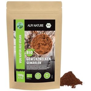 Alpi Nature Organische kruidnagel grond (100 g) kruidnagel organische kruidnagel van gecontroleerde organische teelt organisch kruidnagelpoeder 100% van kruidenklimmen zonder