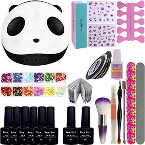 36 W UV + led-nagellamp, starterset, 6 x gellak, uv-gel, nagellakset, gellak voor uv-nageldesign, gelnagels, nagelset