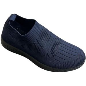 Womens Slip On Lichtgewicht Gebreide Sport Comfortabele Casual Wandelen Leisure Trainers Outdoor Schoenen, marineblauw, 36 EU