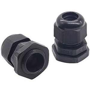 Nylon kabelverzegeling, 10 stuks IP68 Multicolor Nylon Kabelwartelconnector for 3-6,5 mm kabel, meerdere PG-maten CE(Pg11 Black)