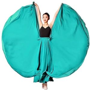 Flamencorok for vrouwen, 720 graden, volle cirkelvormige swingrok, Spaans danskostuum, volwassen, vloeiende, geplooide gelaagde rok for optredens, Halloweenfeest, rode krijtthema-outfit(Greener_S)