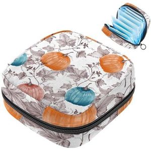 Maandverband Opbergtas Menstruatie Cup Pouch Meisjes Reizen Grote Capaciteit Make-up Maandverband Organisator, Oogst Pompoen Thanksgiving