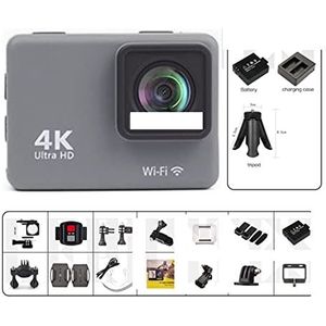Actiecamera 4K / 60FPS WiFi Anti-shake actiecamera met afstandsbediening Scherm Waterdichte sportcamera Drive-recorder (Color : Action Camera-A, Size : No Card)