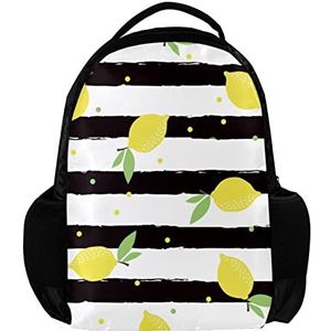 Gepersonaliseerde Rugzak voor vrouwen en man Fruit Lemon Stripe Citrus School reizen werk Rugzak, Meerkleurig, 27.5x13x40cm, Rugzak Rugzakken