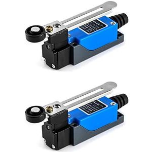 QWORK® Eindschakelaar, 2 stuks ME-8108 Verstelbare Roller Lever Arm Eindschakelaar, NC + NO (DPDT), CNC Router