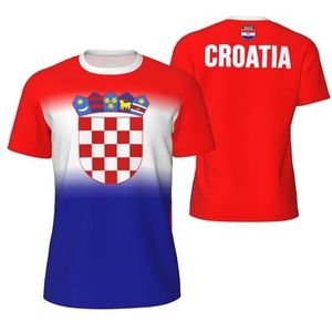 Sport Mesh T-Shirt Kroatië Vlag voor Running Bike Voetbal Tennis Voetbal Fitness Tees 3D Gedrukt, Meerkleurig, M