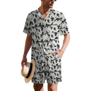 All Cows Pattern Hawaiiaanse pak voor heren, set van 2 stuks, strandoutfit, shirt en korte broek, bijpassende set