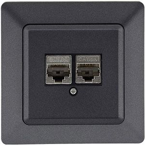 MILOS netwerkbus, 2x CAT6, antraciet met frame