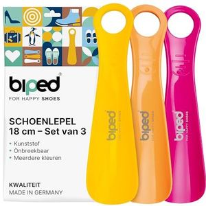 biped 3-delige set schoenlepels kunststof 18 cm – Mini reis schoenlepels ergonomisch gevormd – Handig hulpmiddel voor kinderen en volwassenen z1570(grapefruit)