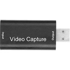 Zwarte video-opnamekaart, draagbare USB 2.0 HDMI HD mini-adapter, geschikt voor gebruik thuis en op kantoor, gemakkelijk mee te nemen.