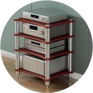 HiFi Rack 1/2/3/4-lagen tv-standaard tv-kast hifi-versterker kast apparatuur kast luidsprekerrek versterkerrek (kleur: bruin A, maat: 60 x 48 x 85 cm (4 laag))