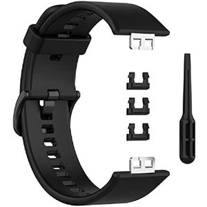UNF Vervangende siliconen polsband horlogeband met roestvrijstalen connector voor-HUAWEI Watch Fit 1.6 inch levendige AMOLED-display metalen band