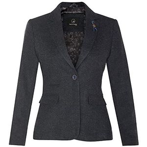 TruClothing Tweed visgraat klassieke jaren 20 formele wollen blazer met elleboogpatches voor dames, marineblauw, XL