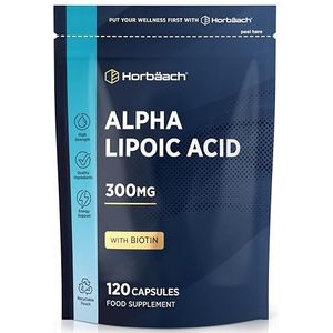 Alfa Liponzuur (ALA) 300mg per Capsule + Biotin | Alpha Lipoic Acid + Biotine | 120 Capsules - 4 Maanden Voorraat | Maximale Absorptie | Horbaach