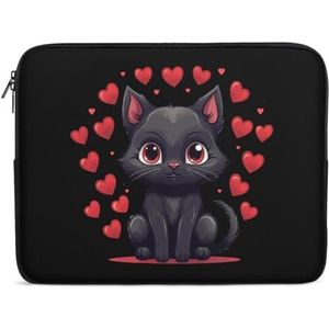 Zwarte Kat in Liefde Laptop Sleeve Tas Shockproof Notebook Computer Pocket Tablet Draaghoes