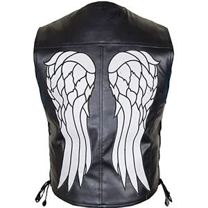 Mens Daryl Dixon Governer WD Angel Wings Vest Motorfiets Lederen Jas |Heren Bovenkleding Gilets, Zwart, M