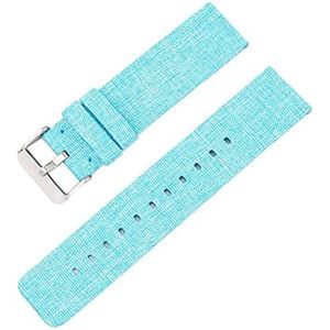 Horlogebandjes voor mannen en vrouwen, horlogeband 12-22 mm heren dames snoepkleur geweven nylon canvas horlogeband vervanging elegante zweetabsort horlogeband (Color : Light Blue silvery Clasp, Siz