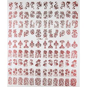 Warm meisje 108 Stks Sliver 3D Bloem Nagel Art Stickers Stickers Stickers Stempelen DIY Decoratie Gereedschap Rood