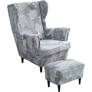Wing Chair Cover Set, inclusief 2-delige stretch Wingback stoel hoes en poef hoes, verwijderbare machinewasbare fauteuil stoel hoes voor woonkamer (Color : #20)