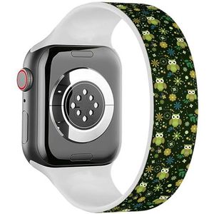 Solo Loop Band Compatibel met All Series Apple Watch 42/44/45/49mm (Owl Cute Owls 4) Stretchy Siliconen Band Strap Accessoire, Siliconen, Geen edelsteen