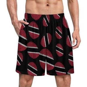 Trinidad en Tobago Finge Print Grappige Pyjama Shorts voor Mannen Pyjama Bottoms Heren Nachtkleding Met Zakken Zacht