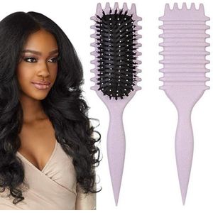 Krullende haarborstel, 2024Curl Defining Brush, Curl Defining Brush, voor het kammen en vormgeven van mannen en vrouwen (Purple)