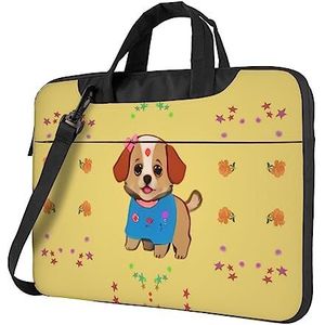 UPIKIT Schattige Cartoon Hond Shockproof Draagbare Schouder Laptop Tas Voor Dagelijkse Werk Zakelijke Vergaderingen, Zwart, 15.6 inch