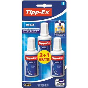 Tipp-Ex correctievloeistof Rapid, blister van 3 stuks (2 + 1 gratis)