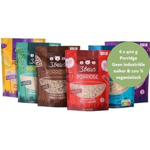 3Bears Porridge Classic Set I 6x400g vegan papzakjes in de smaken appel-kaneel, banaan-maanzaad, cacao, bessen & hartig klassiek I heerlijke havermout zonder suiker & gemaakt naar eigen recept